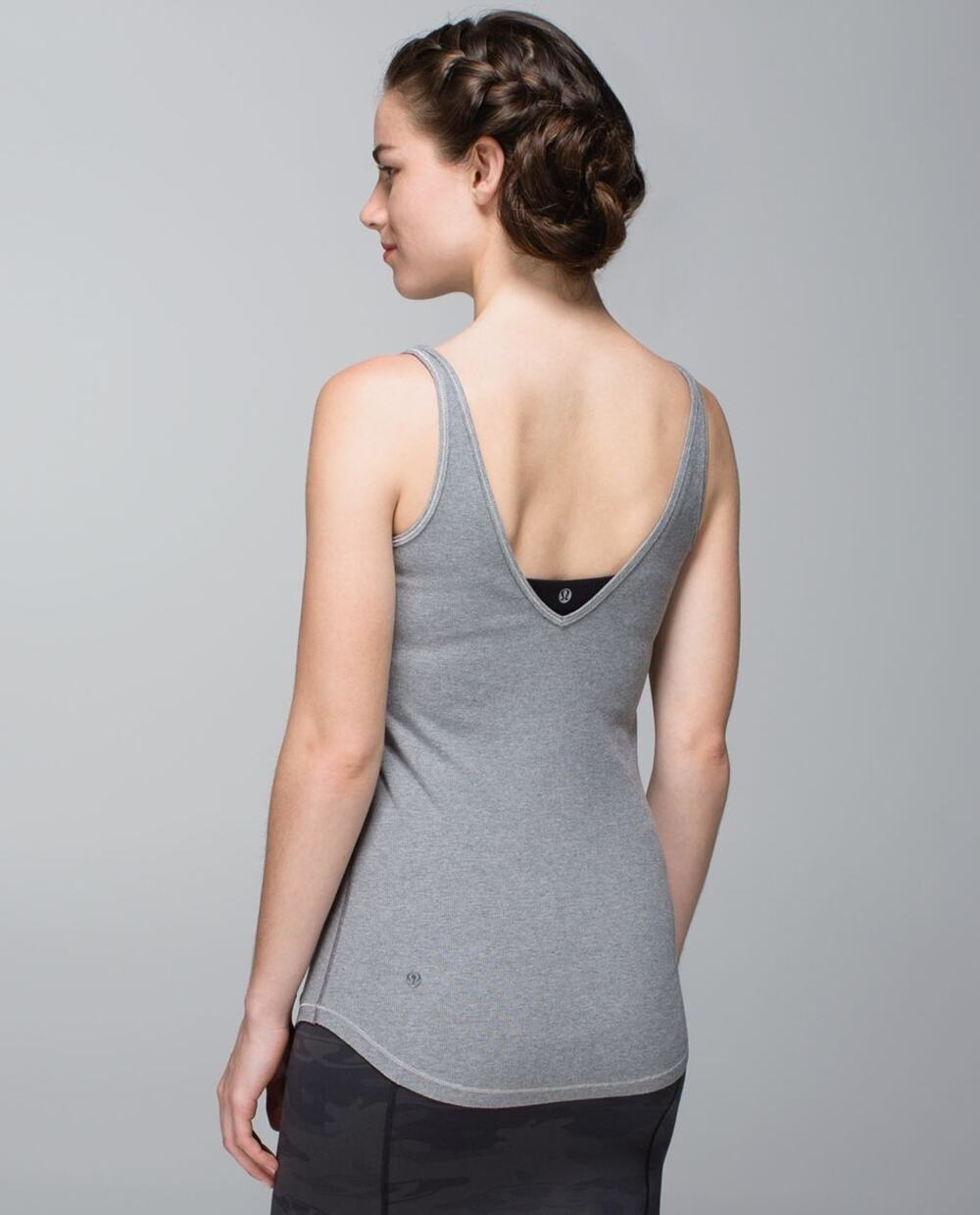 Lululemon Mudra Tank Top Heathered Medium Grey Modal French Terry Reversible
